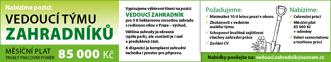 Vedoucí zahradník placená inzerce