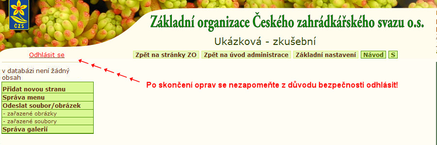 zatek administrace